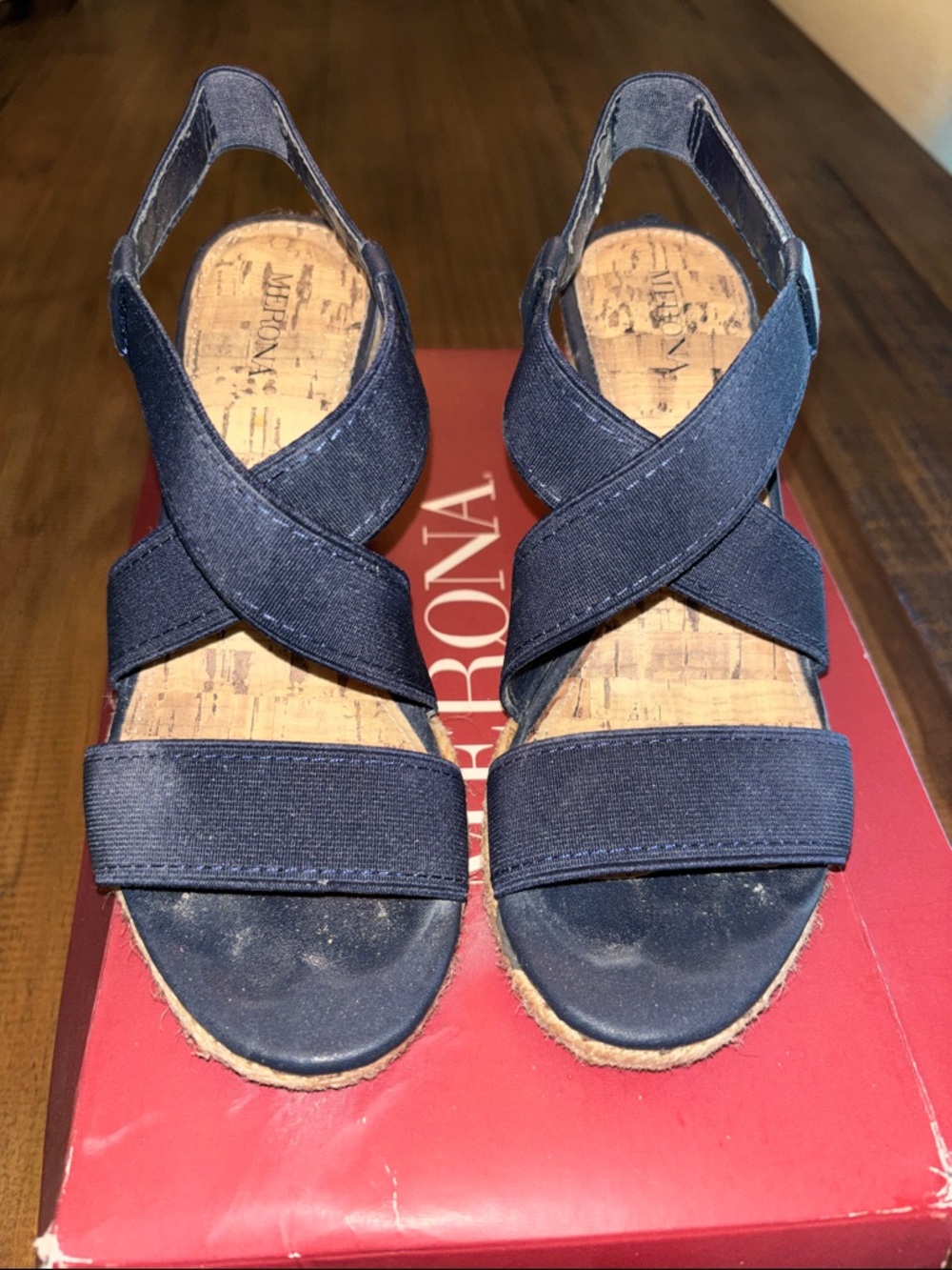 Merona Navy Crisscross Espadrille Wedge Sandals ME Earline size 6